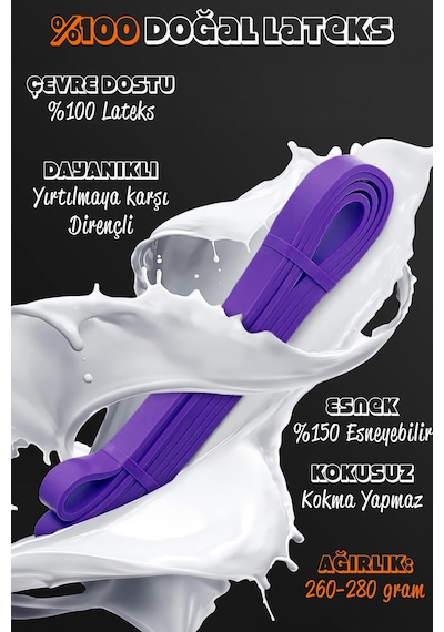 35 Kg Direnç Bandı Kas Geliştirme Lastiği Fitness Pilates Cross Training Bant Mor - Extra Sert Mor