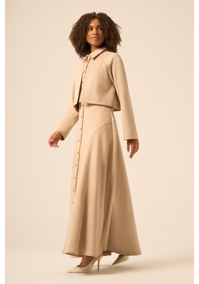 Ftz Women Kadın Scuba Süet Bolerolu Elbise Beige 31255 Beige