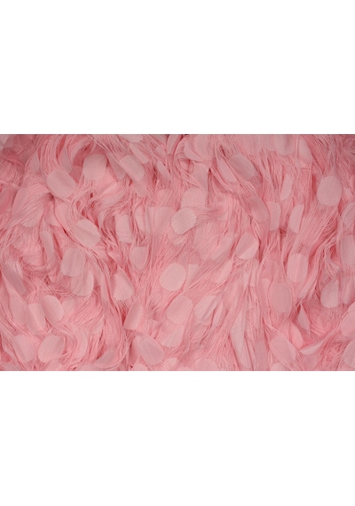 Puanlı Model Pembe Renk İp Perde Hazır Düğmeleri Dikilmiş İp Perde 300 270 Cm Pembe