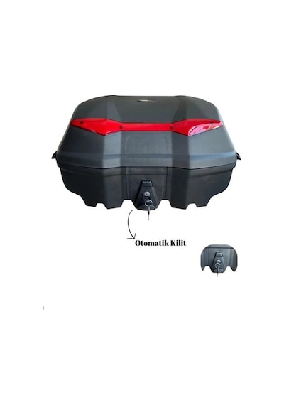 Tien 52 Litre Motosiklet Arka Çantası Otomatik Kilit Sırt Dayamalı Siyah Siyah - Gri