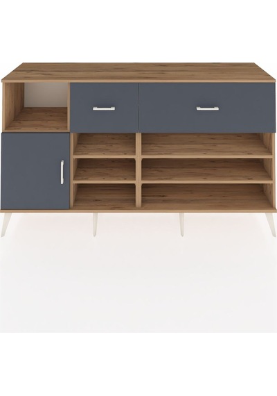 Kronos Konsol 6 Raflı 2 Çekmeceli Tek Kapaklı 176x59x99 Çam-antr Çam-antrasit