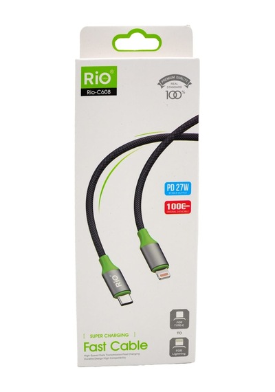Rio Tech Pd 27w Hızlı Şarj Ve Veri Aktarım Usb Type-c To Lightning Kablo 1m