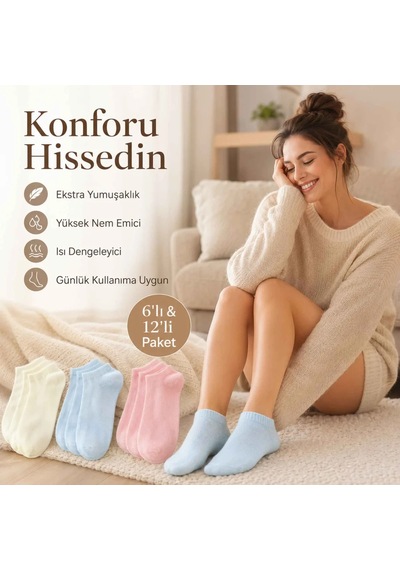 Çorap Giyim Kadın Bambu Dikişsiz Patik Çorap 12 Li Paket Yumuşak, Nefes Alan, Nem Emici Kısa Konç Günlük Çorap Krem, Mavi, Pembe Çok Renkli Çorap Giyim Kadın Bambu Dikişsiz Patik Çorap 12 Li Paket Yumuşak, Nefes Alan, Nem Emici Kısa Konç Günlük Çorap Krem, Mavi, Pembe Çok Renkli