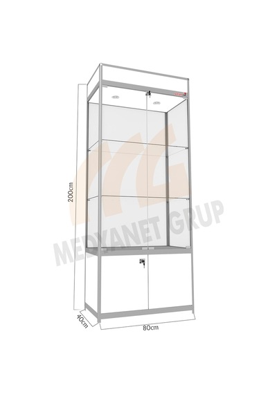 Camlı Vitrin - Camlı Dolap - Camlı Koleksiyon Vitrini 200X80X40 (528837916) Gri