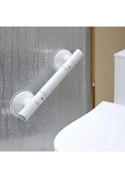 Shopytech Vantuzlu Banyo Tutunma Barı Kaymaz Duş Tutma Kolu Emniyet El Rayı Yaşlı Çocuk Hamile Engel Beyaz