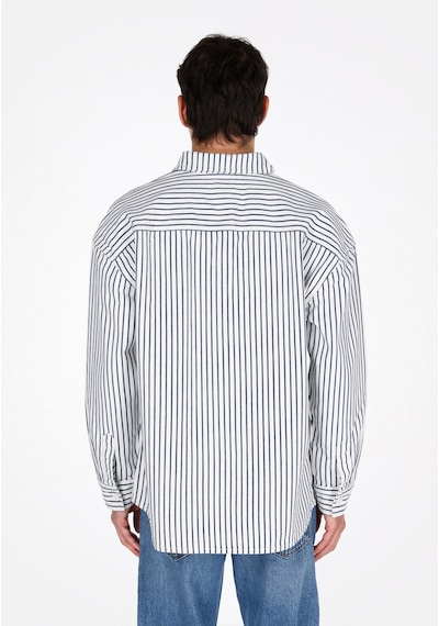 Colin's Colins Oversize Fit Klasik Yaka Çizgili Erkek Denim Uzun Kol Gömlek Cl1075128 Q1.v1 Dn03917 Denim