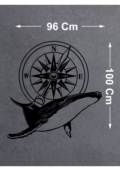 Balina Ve Pusula Sticker - Araba Oto Motosiklet Karavan Cam Sticker - 00082 30 Cm