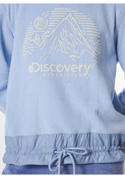 Discovery Expedition Mavi Kadın Kapüşon Relaxed Baskılı Sweatshirt D4wl-swt3050