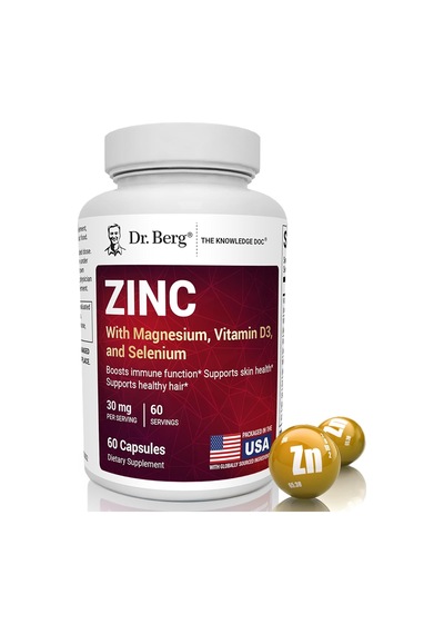 Dr. Berg Zinc Çinko 30 Mg 7-in-1 Immune Support With Vitamin D & Selenium For Healthy Skin, Hair & D