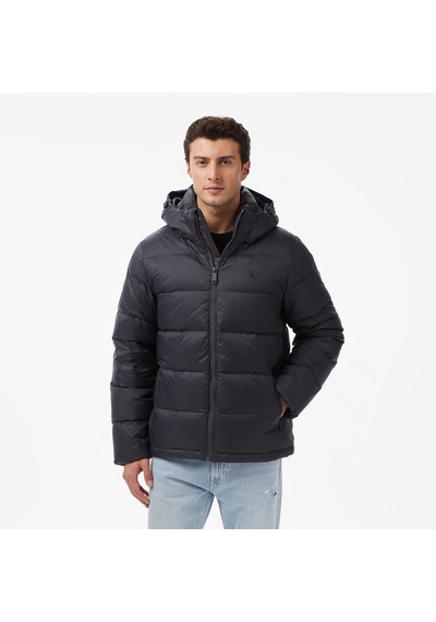 Calvin Klein Nylon Zip Off Hood Down Puffer Erkek Siyah Montlv04rc518g Gri