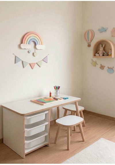 Çocuk Masa Sandalye Takımı 90x45 Cm 3 Sepetli Çocuk Çalışma Ve Aktivite Masası Yaz-sil,2 Tabureli Beyaz Çocuk Masa Sandalye Takımı 90x45 Cm 3 Sepetli Çocuk Çalışma Ve Aktivite Masası Yaz-sil,2 Tabureli Beyaz