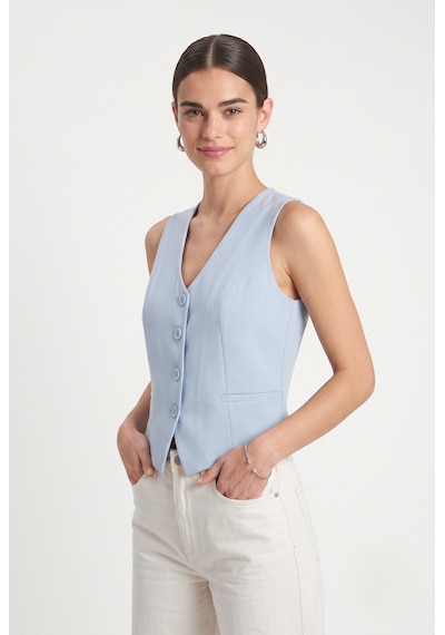 Ritnice Kadın Style Açık Mavi Astarlı Dokuma Yelek