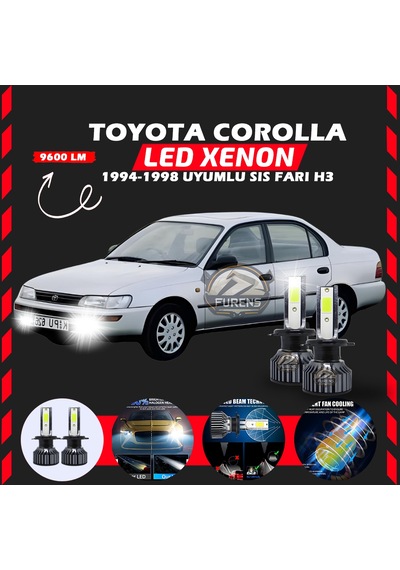 Toyota Corolla Efsane Kasa Sis Farı Uyumlu Şimşek Etkili Led Xenon Pro Series H3