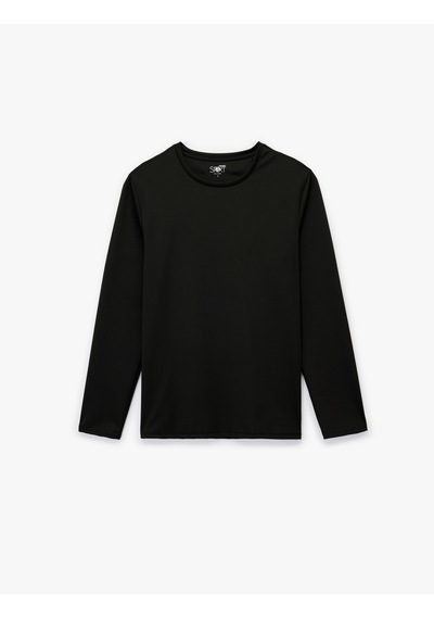 Koton Regular Fit Uzun Kollu Bisiklet Yaka Spor Tişört Siyah 6wam10021nk Siyah