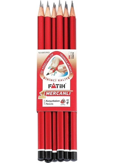 12'li Mercanlı Siyah Kurşun Kalem, 12'li Kurşun Kalem Kırmızı