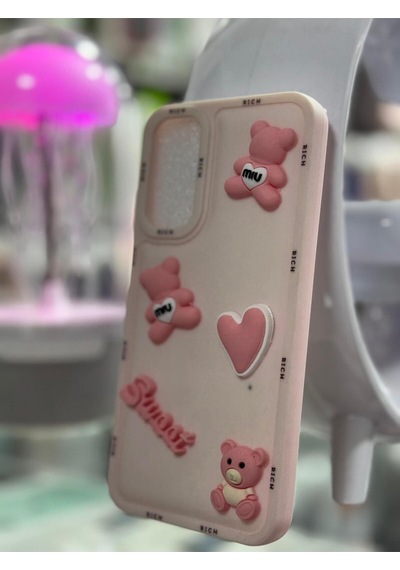 Samsung Galaxy A34 Uyumlu Kabarık Ayıcık Desenli Kılıf