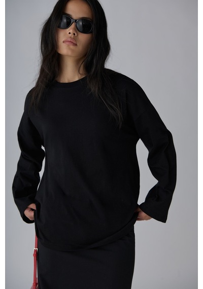 Suud Collection Siyah Uzun Kollu Oversize Tişört