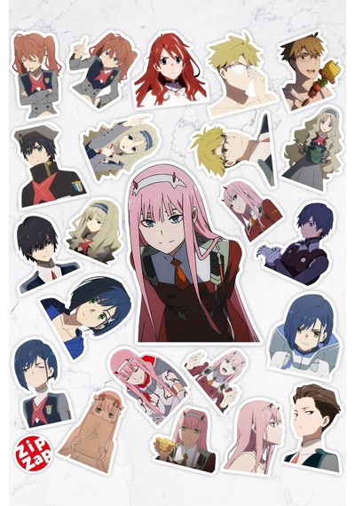 Darling İn The Franxx Anime Telefon Laptop Bullet Journal Yapışkanlı Folyo Sticker Paketi 23 Adet Çok Renkli