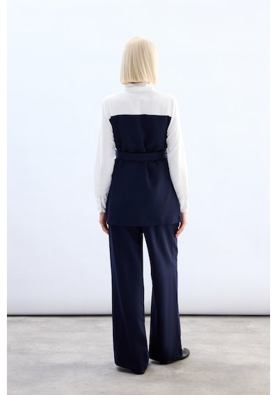 Sateen Ceket Görünümlü Gömlek - Lacivert-136792 Lacivert