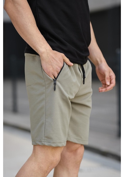 Oksit Sams Fermuarlı Detaylı Dokuma Slim Fit Likralı Erkek Bermuda Şort 001