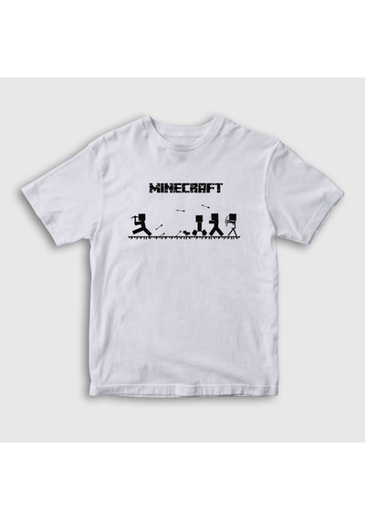 Presmono Unisex Çocuk Arrows Minecraft T-shirt Beyaz