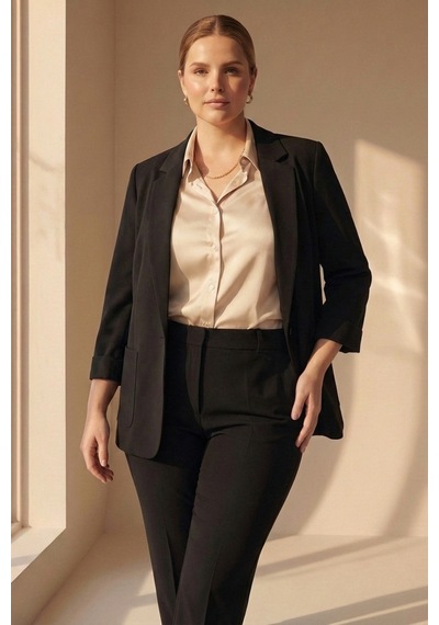 Hanezza Yeni Sarap Rengi Kadın Blazer Ceket Büyük Beden Takım Elbise Uyumlu Siyah - 5553107 Siyah Hanezza Yeni Sarap Rengi Kadın Blazer Ceket Büyük Beden Takım Elbise Uyumlu Siyah - 5553107 Siyah