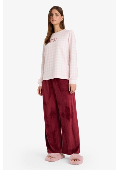 Defacto Regular Fit Velur Pijama Altı G5915ax25wnbr248 Bordo-br248