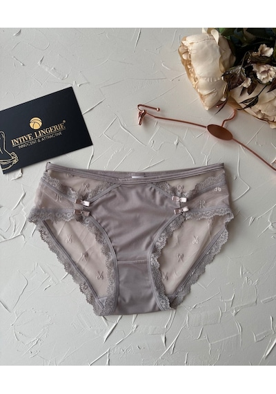 Arya Japon Style Arkası Tül Cut-out Dantel Detaylı Cheeky Külot/s Bej