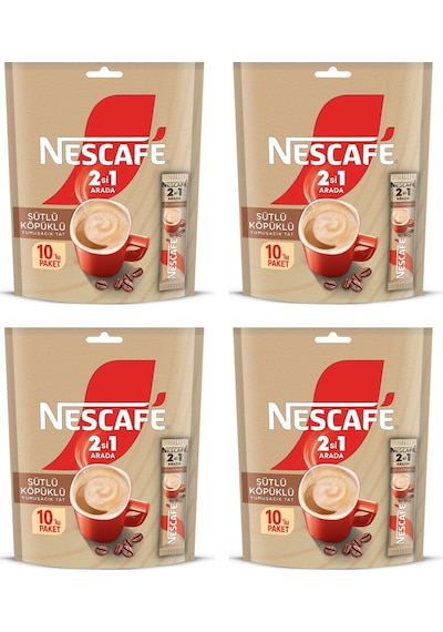 Nescafe 2 Si 1 Arada Sütlü Köpüklü Kahve 4 x 10'lu