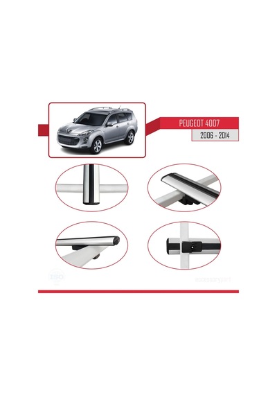 Peugeot 4007 2006-2014 Arası İle Uyumlu Basic Model Ara Atkı Tavan Barı Gri 3 Adet