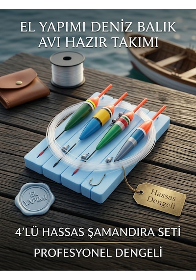 4 Adet El Yapımı Şamandıralı Deniz Balık Avı Takımı 8