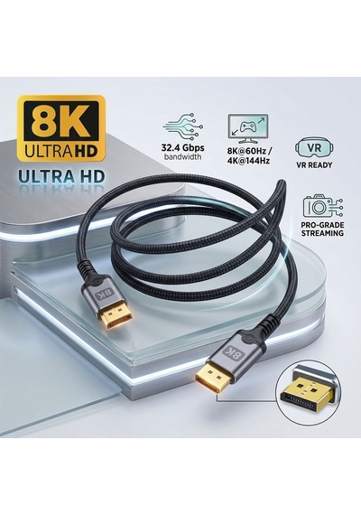 3 Metre 8k Displayport Kablo