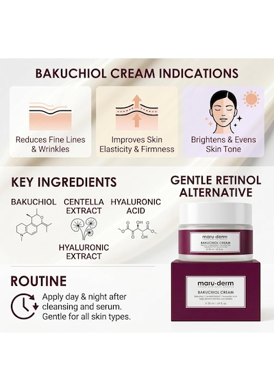 Maruderm Bakuchiol Anti Aging Yüz Kremi Retinol Alternatifi Nemlendirici Krem, İnce Çizgi & Kırışıklık Gör