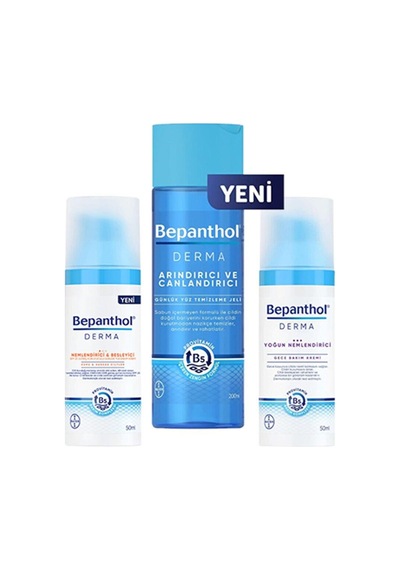 Bepanthol Derma ve Canlandırıcı Günlük Yüz Temizleme Jeli 200 ml+Bepanthol Derma Nemlendirici Besleyici Günlük Yüz Bakım Kremi 50 ml+Bepant