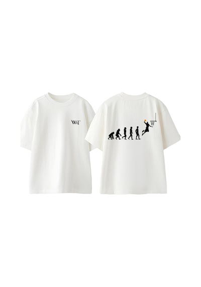 Thewert Basketball Evolution Tasarım Sırt Baskılı Pamuk Beyaz Oversize T-shirt Thewert Basketball Evolution Tasarım Sırt Baskılı Pamuk Beyaz Oversize T-shirt