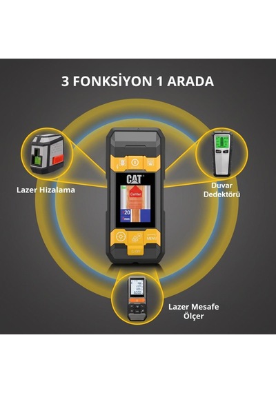 Cat Da980621 3.7volt Li-po 3 Ü 1 Arada 40m Lazer Metre +hizalama +metal/ahşap/voltaj Dedektörü