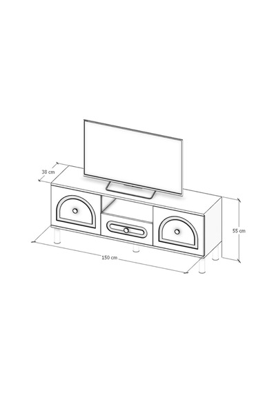 Tamamı Mdf Bohem Tv Ünitesi 150 Cm Safir Meşe Sepet Kahverengi