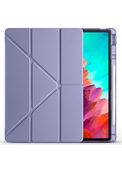 Lenovo Idea Tab Pro 12.7 Tb-373fu Kılıf Zore Tri Folding Kalem Bölmeli Standlı Kılıf Kapaklı Kılıf