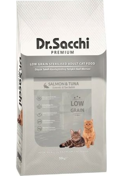 Dr.Sacchi Düşük Tahıllı Somonlu Kısırlaştırılmış Yetişkin Kedi Maması 10 KG