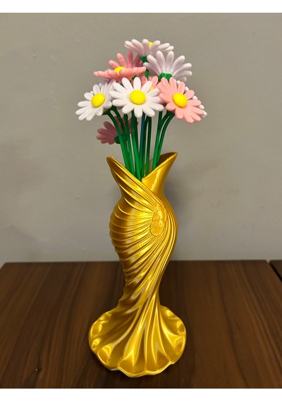 Vazo Dekoratif 3d Açık Altın