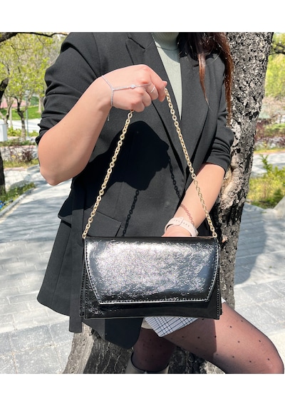 Butikolea Edge Mini Zincir Askılı Portföy Kadın Çantası Siyah