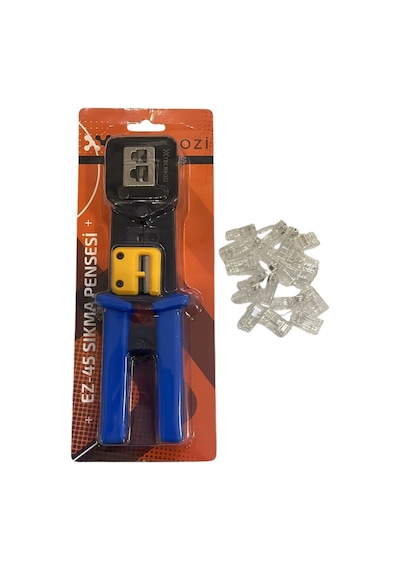 Technozi Rj45 Rj11 Rj12 Cat5 Cat6 Yeni Nesil Konnektör Kolay Sıkma Pensesi + 10 Delikli Jack