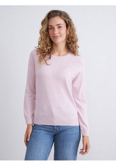 Lcwaıkıkı Classic Pembe Bisiklet Yaka Çiçekli Kadın Triko Kazak