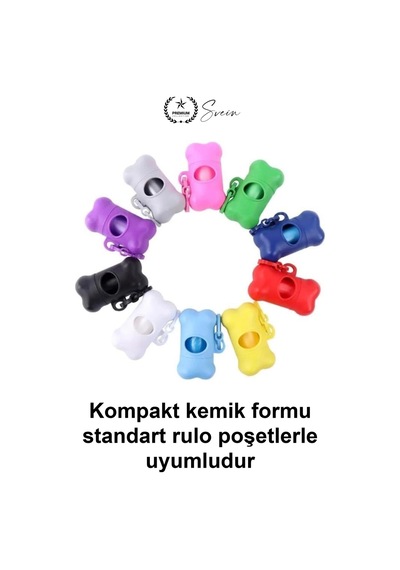Kemik Şeklinde Köpek Kaka Poşeti Taşıma Çantası Kancalı Hafif Plastik Dispenser Tasmaya Asılabilir P