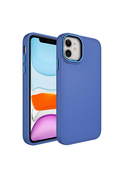 Apple Uyumlu iPhone 11 Uyumlu Metal Çerçeve Ve Buton Tasarımlı Silikon Zore Luna Kılıf-sierra Mavi Sierra Mavi -