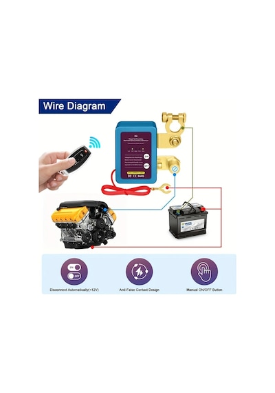 Topnotch Blue 12v 240a Uzaktan Kumandalı Akü Anahtarı Araç Karavan Atv Tekne Batarya Bağlantı Şalteri