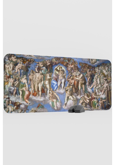 Michelangelo Kıyamet Günü V1 90x40 Xxl Gaming Kauçuk Kaymaz Taban Mouse Pad Fare Altlığı