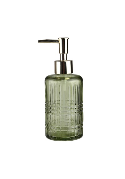 Cam Sıvı Sabunluk,kristal Desenli Yeşil 300ml Banyo Seti 6,8x17