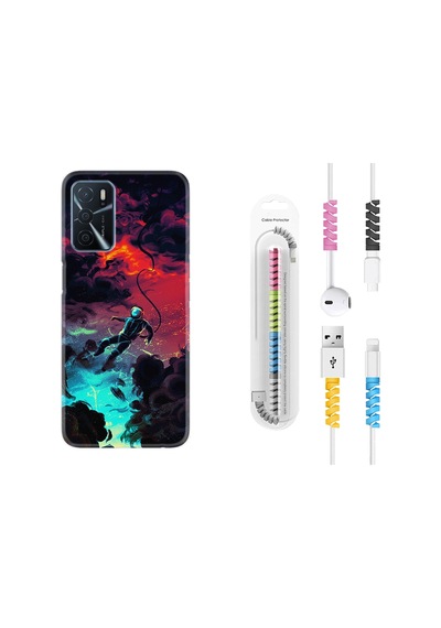 Oppo A16 Kılıf Kablo Koruyuculu Astronot Düşerken 1696