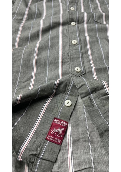 Alaska The Last Frontier Slim Fit %100 Pamuk Kumaş Hakim Yaka Uzun Kol Gömlek-çizgili Haki- Çok Renkli